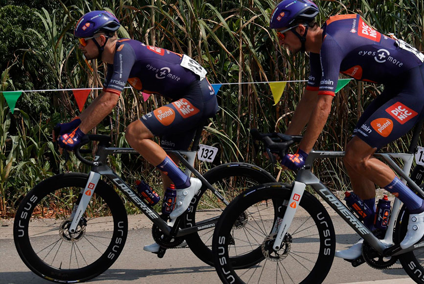 Dillon Corkery with Team Picnic PostNL riders.	