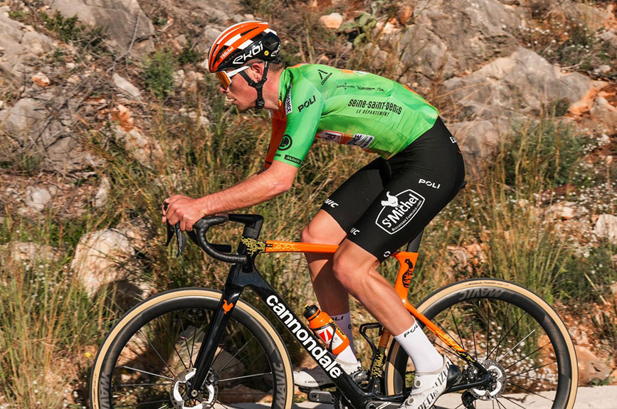 Dylan Corkery riding in the St Michel–Preference Home–Auber93 colours.